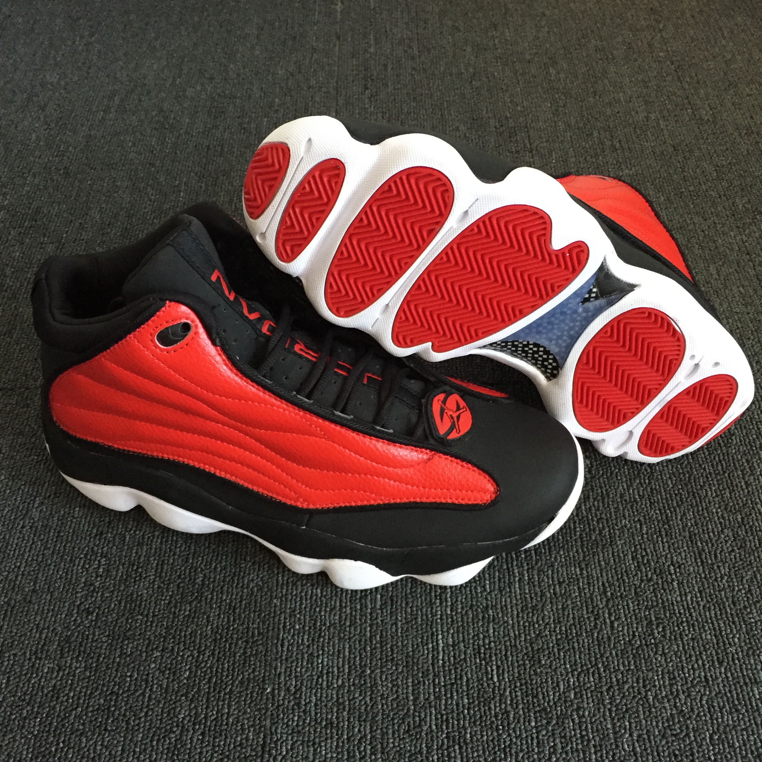 Men Jordan 13.5 Pro Strong Red Black White Shoes